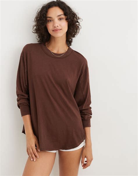 aerie long sleeve oversized boyfriend t-shirt